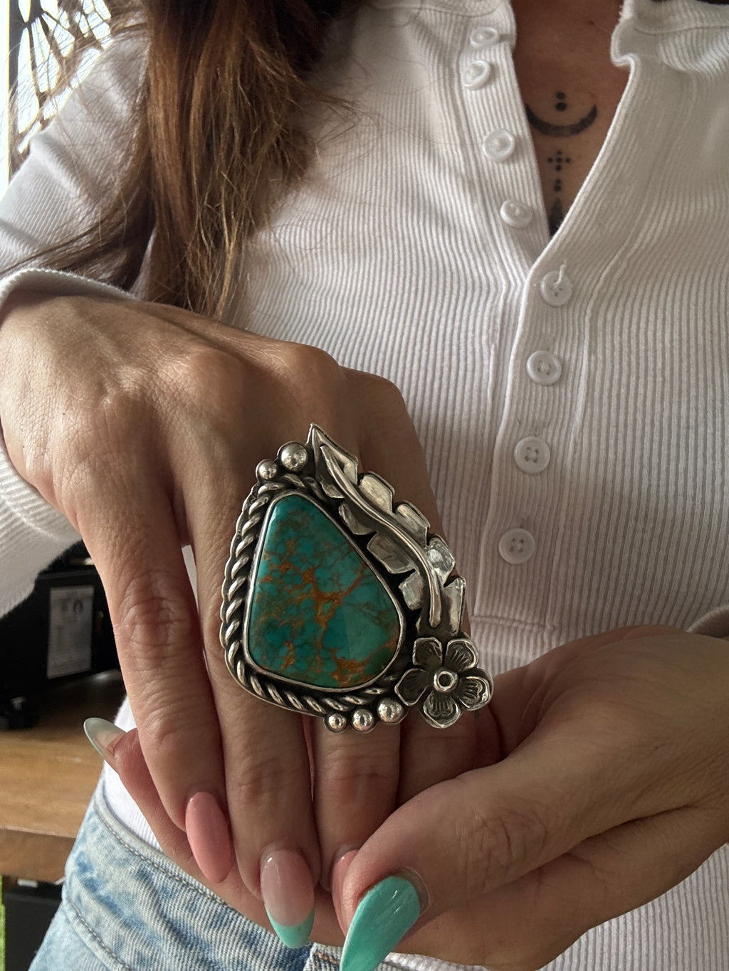 Desert Bloom Turquoise Statement Ring
