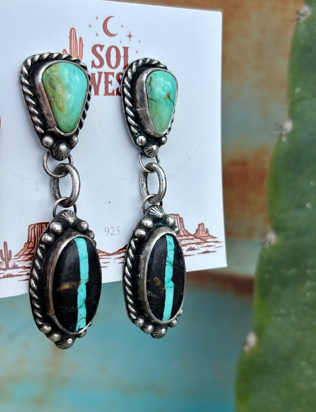 The Headliner Earrings: Blackjack and Sonoran Gold Turquoise
