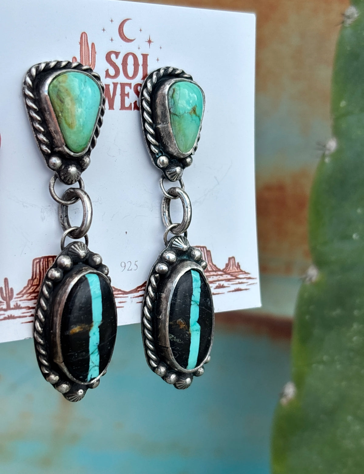 The Headliner Earrings: Blackjack and Sonoran Gold Turquoise