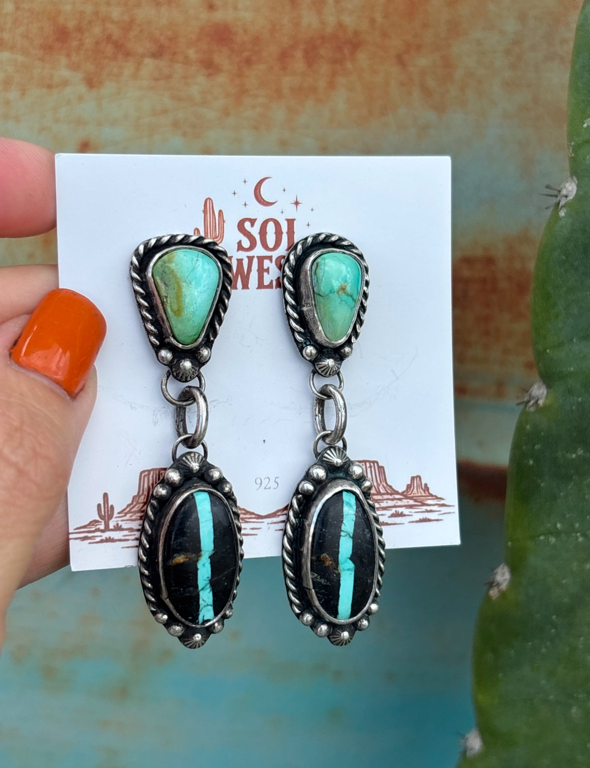The Headliner Earrings: Blackjack and Sonoran Gold Turquoise