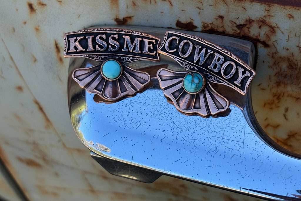 Kiss Me Cowboy Copper Large Earring.