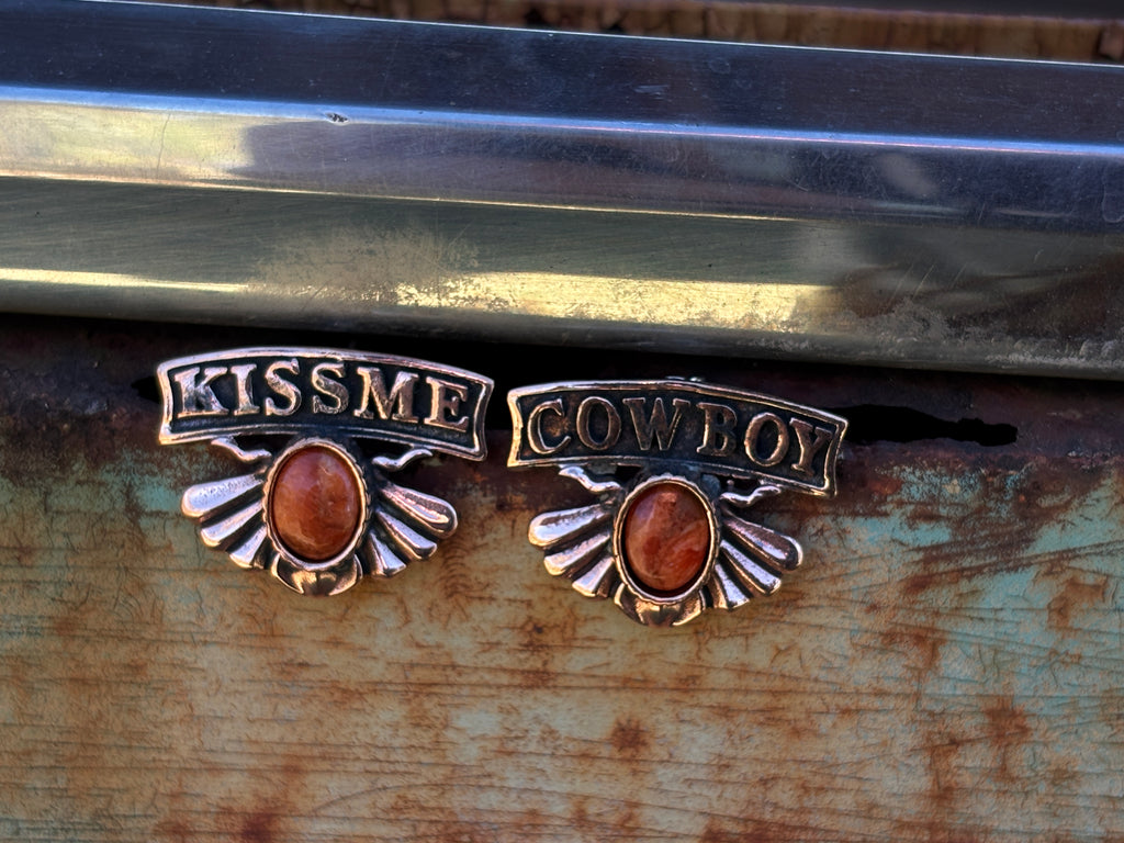 Kiss Me Cowboy Copper Small  Earring.