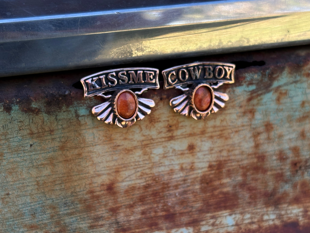 Kiss Me Cowboy Copper Small  Earring.
