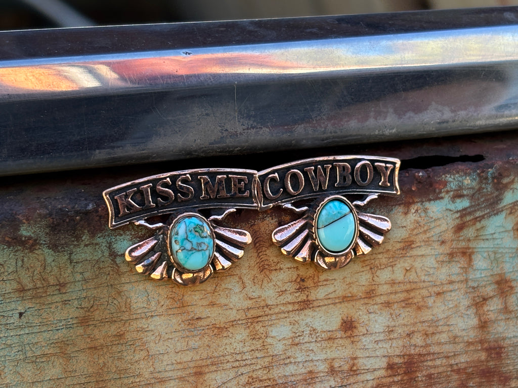Kiss Me Cowboy Copper Small  Earring.