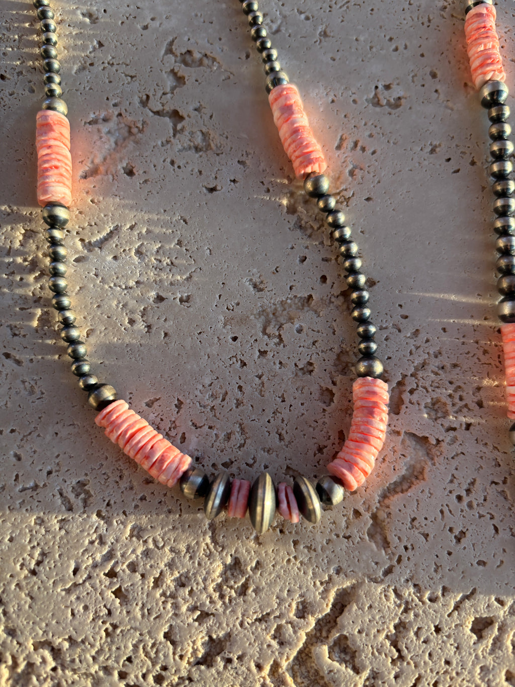 Pink Conch & Navajo Pearl Necklace Design A