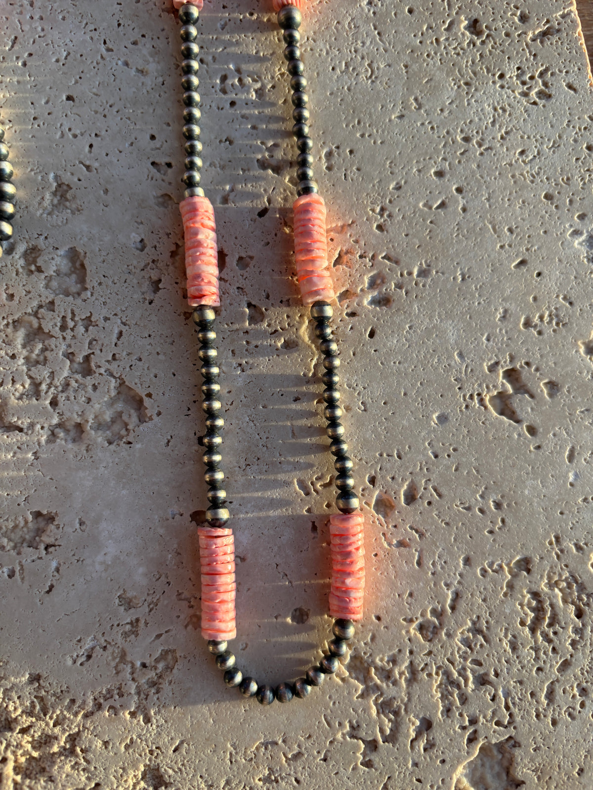 Pink Conch & Navajo Pearl Necklace Design B