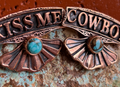 Kiss Me Cowboy Copper Large Earring.