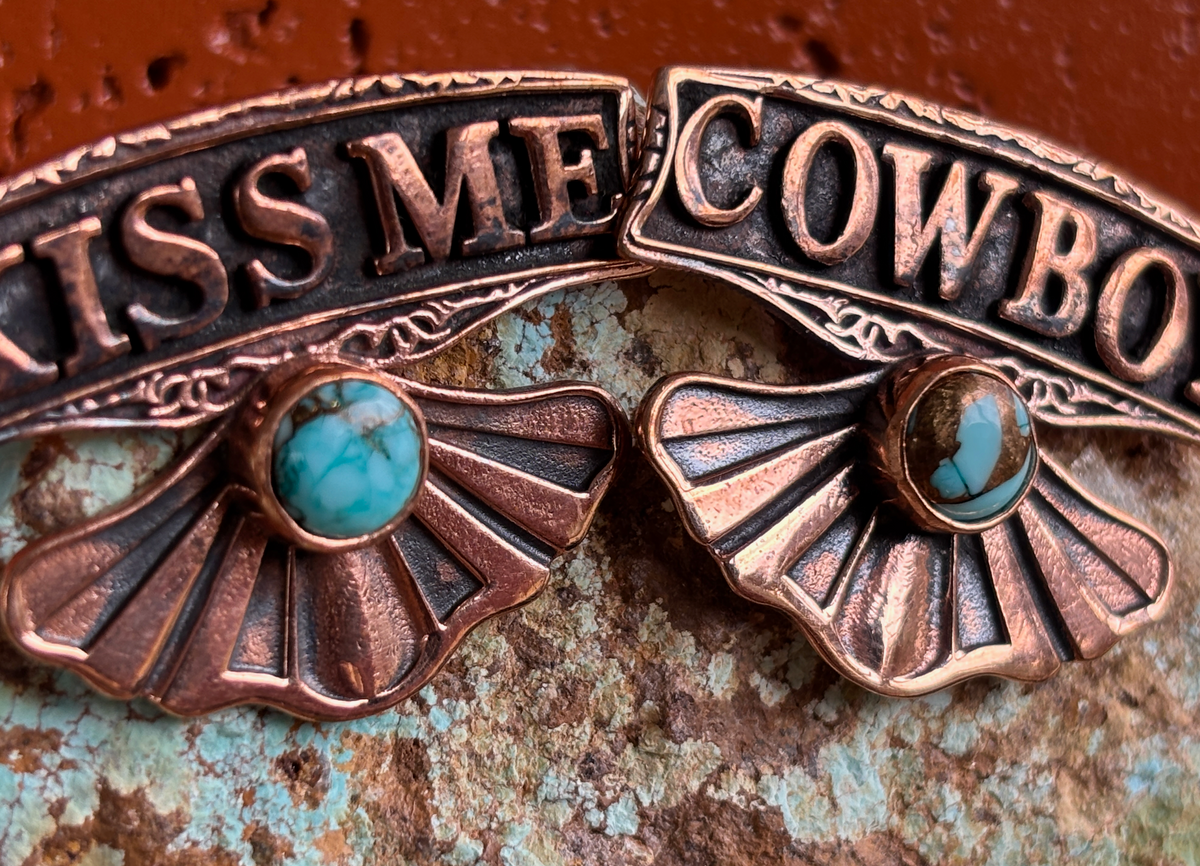 Kiss Me Cowboy Copper Large Earring.