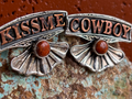 Kiss Me Cowboy Silver Large Earring.